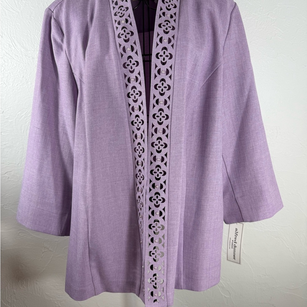 Alfred Dunner Lavendar Blazer jacket Plus Sz 20 W Pearls Easter Spring Light